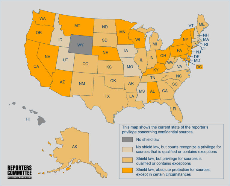 Reporters Privilege Compendium Shield Laws Guide RCFP