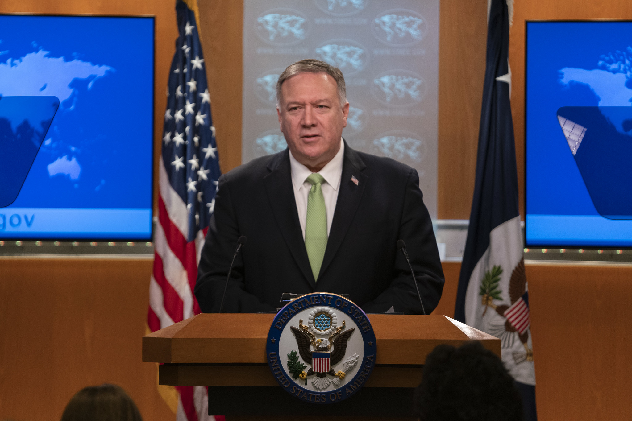 Secretary of State Mike Pompeo at a press conference