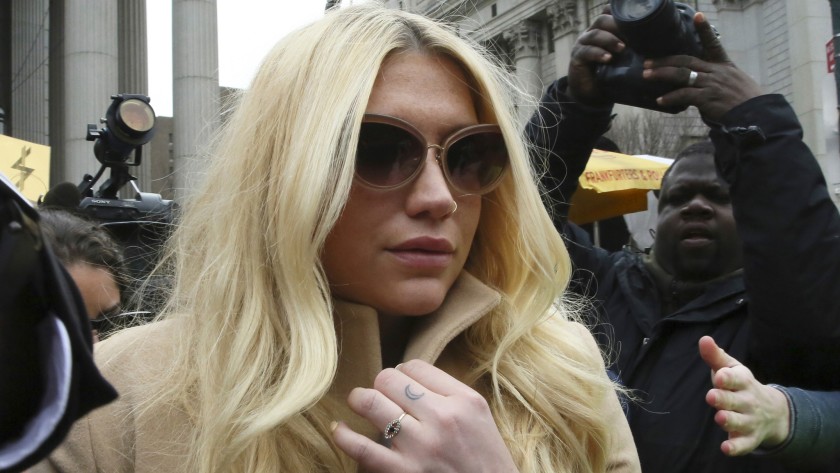 AP photo of singer Kesha leaving courthouse. Photo by Mary Altaffer