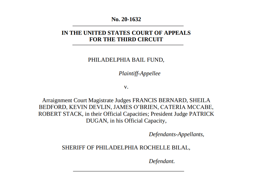 Cover page of RCFP amicus brief in Philadelphia Bail Fund v. Magistrate Judges