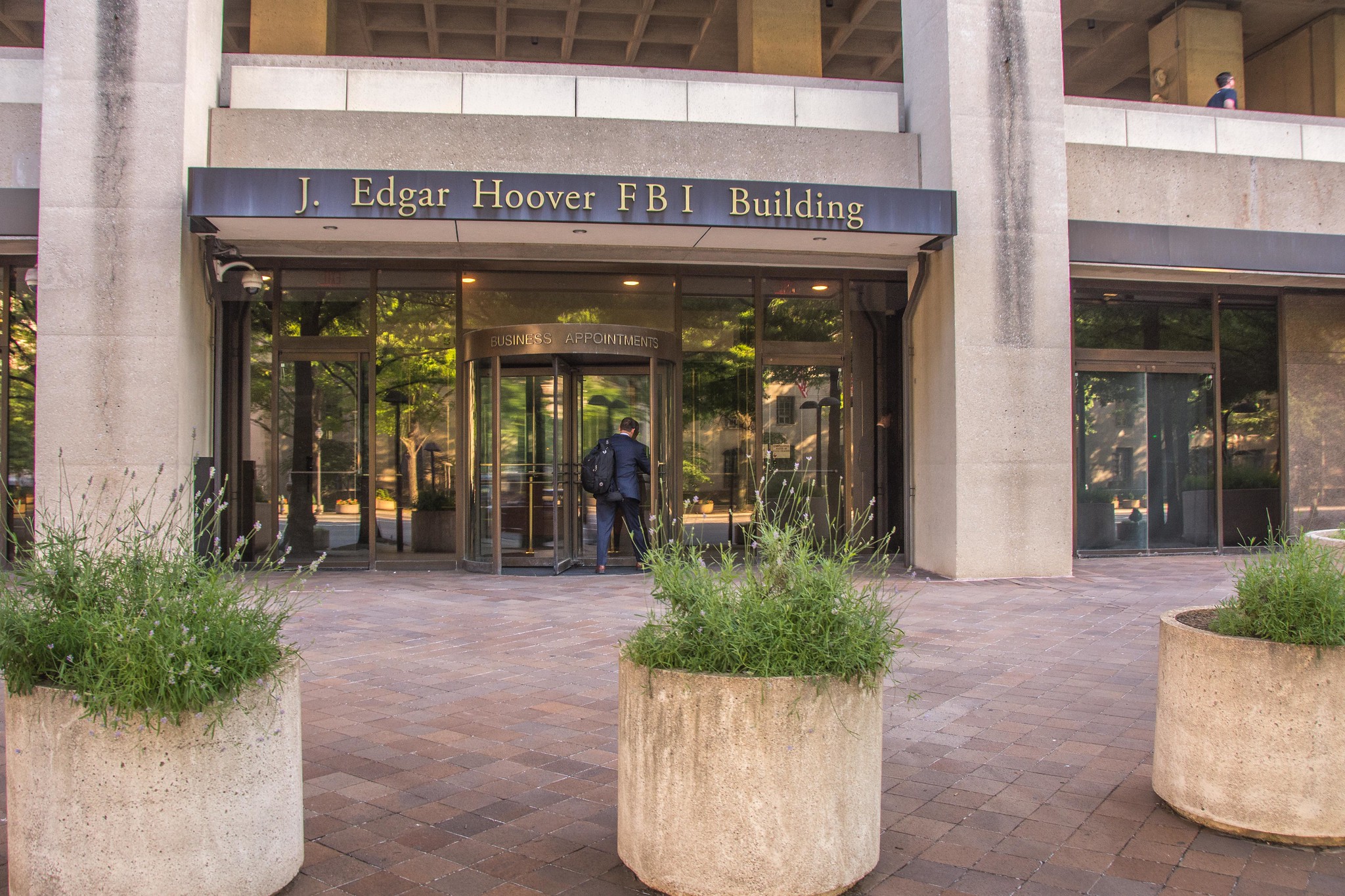 Photo of entrance to FBI building in Washington, D.C.