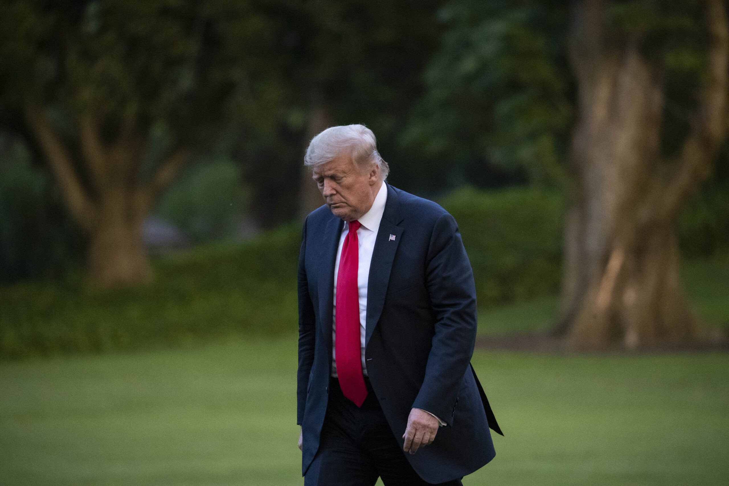 Photo of President Trump on White House lawn. AP Photo by Alex Brandon