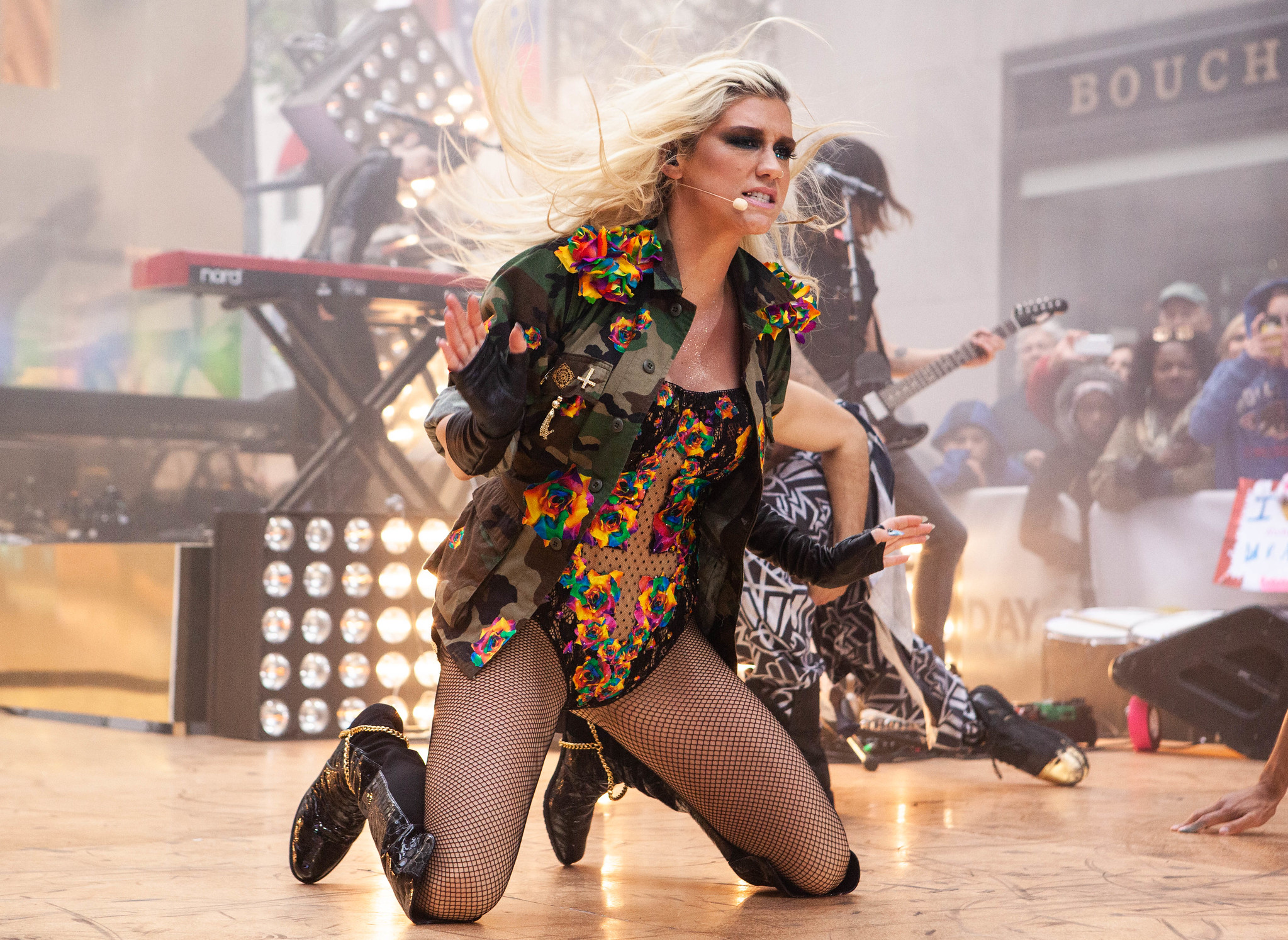 Pop star Kesha performing on stage