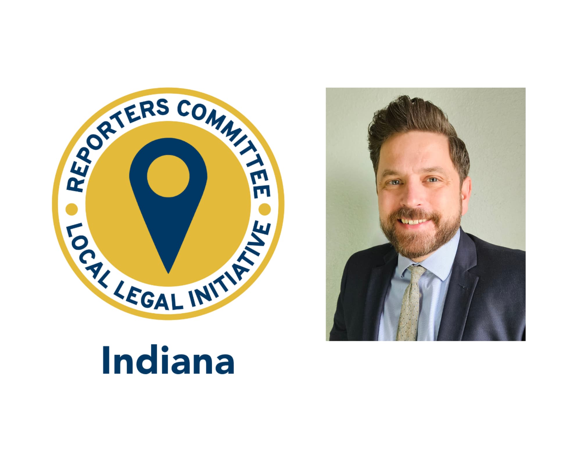 Indiana Local Legal Initiative logo next to headshot for Indiana Local Legal Initiative Attorney Kris Cundiff