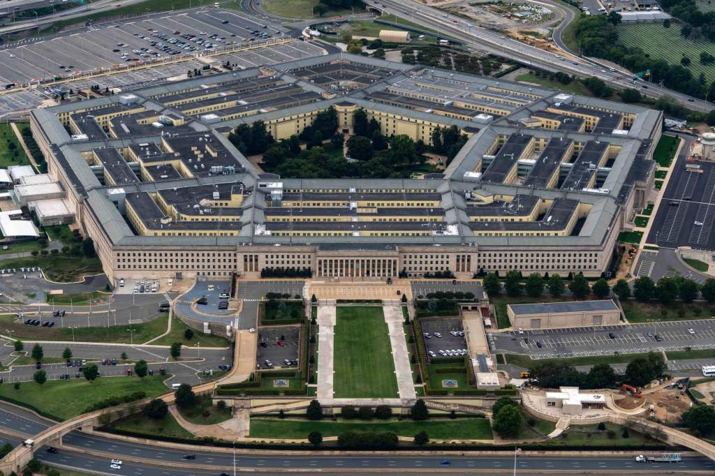 The Pentagon, the headquarters for the U.S. Department of Defense, is seen from the air, Sept. 20, 2025, in Arlington, Virginia. (AP Photo/Alex Brandon)