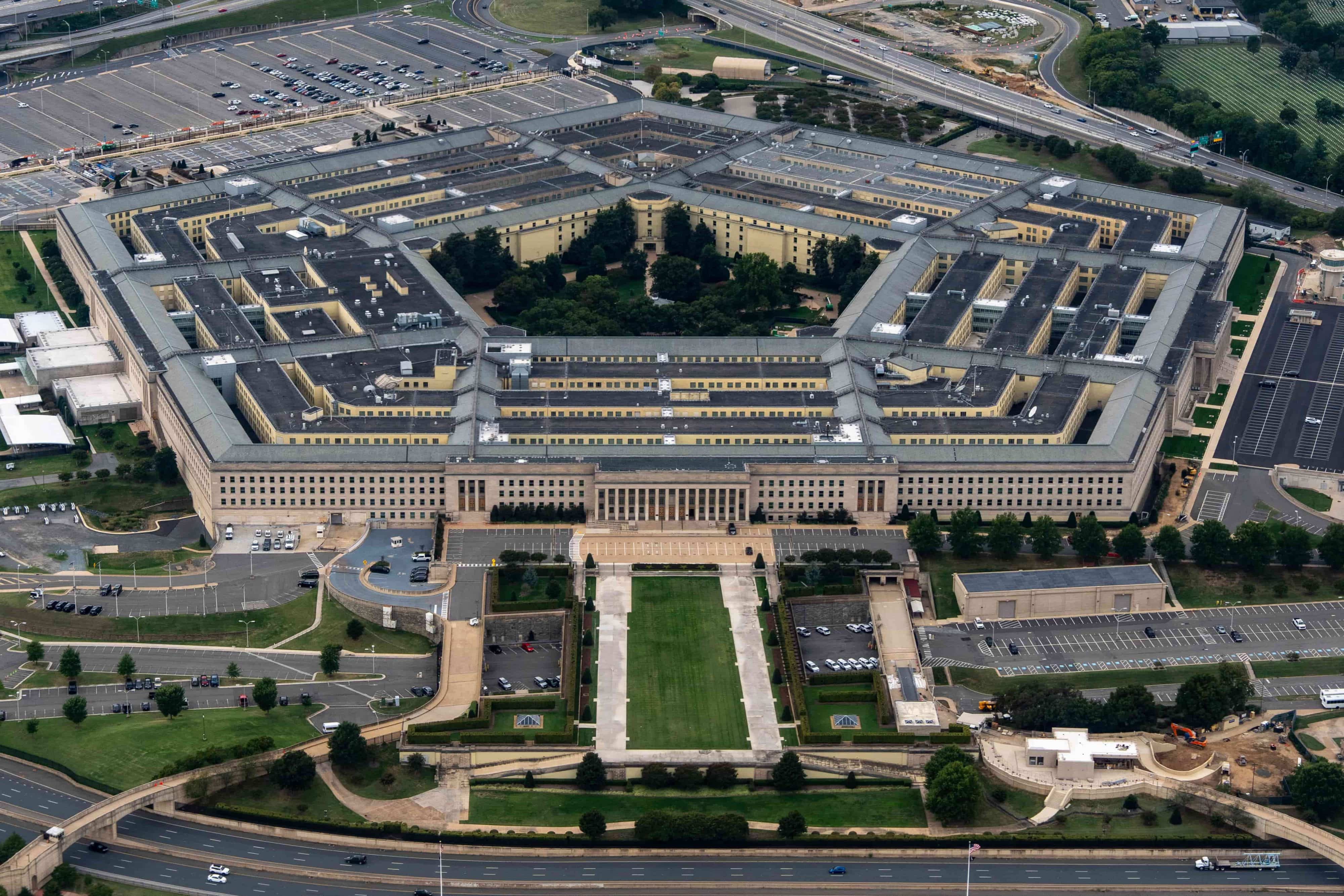 The Pentagon, the headquarters for the U.S. Department of Defense, is seen from the air, Sept. 20, 2025, in Arlington, Virginia. (AP Photo/Alex Brandon)