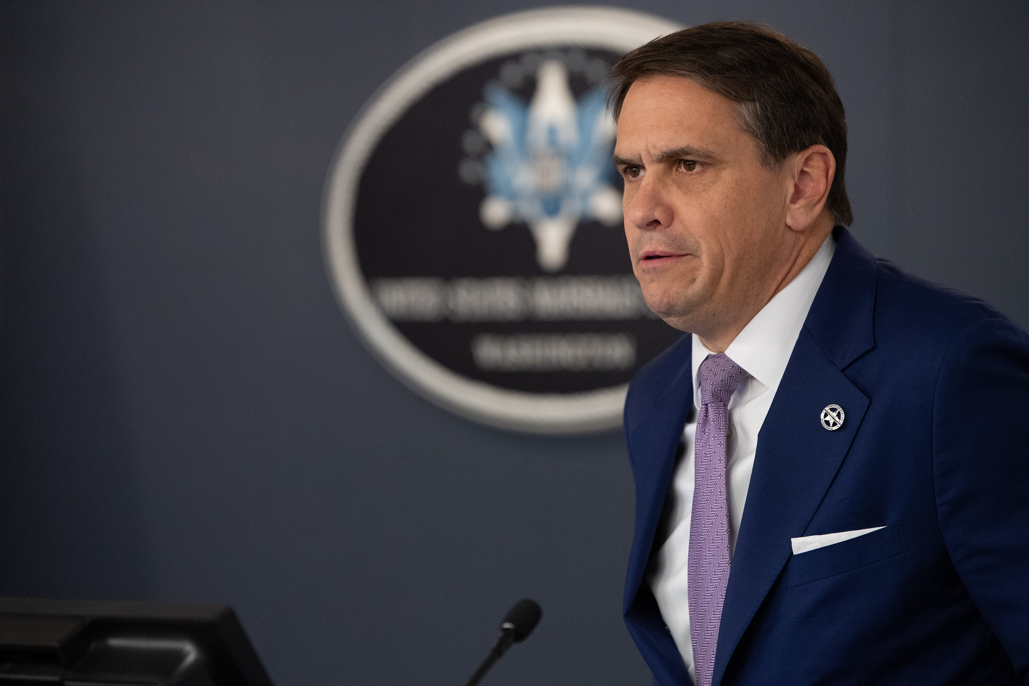 Acting U.S. Attorney General Todd Blanche at a press conference (Shane T McCoy/US Marshals Service)